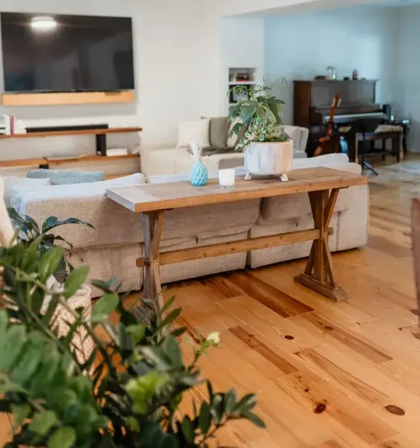 Organized and fresh living room after professional house cleaning Charleston.